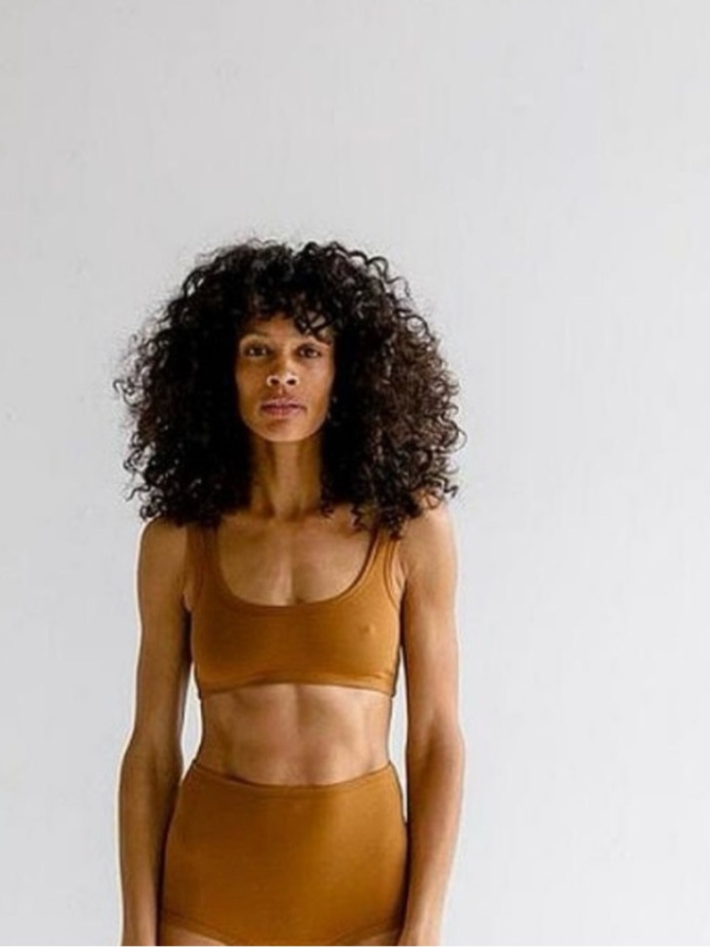 ARQ Organic Cotton Pecan Orange Tan Wide Strap No Wire Bra Bralette